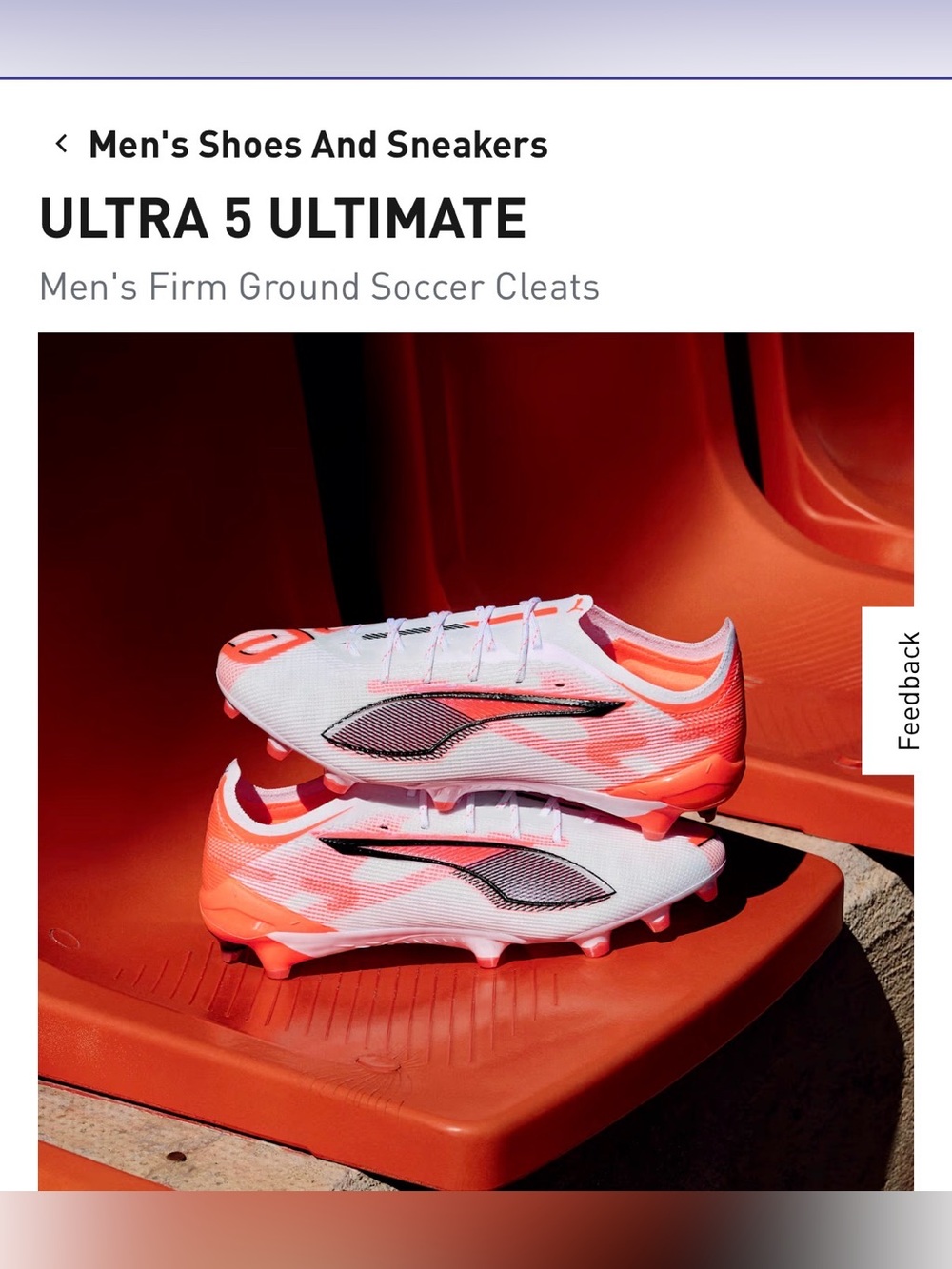 Ultra 5 Ultimate Puma Men's Firm Ground Soccer Cleats, size 11.5 Men